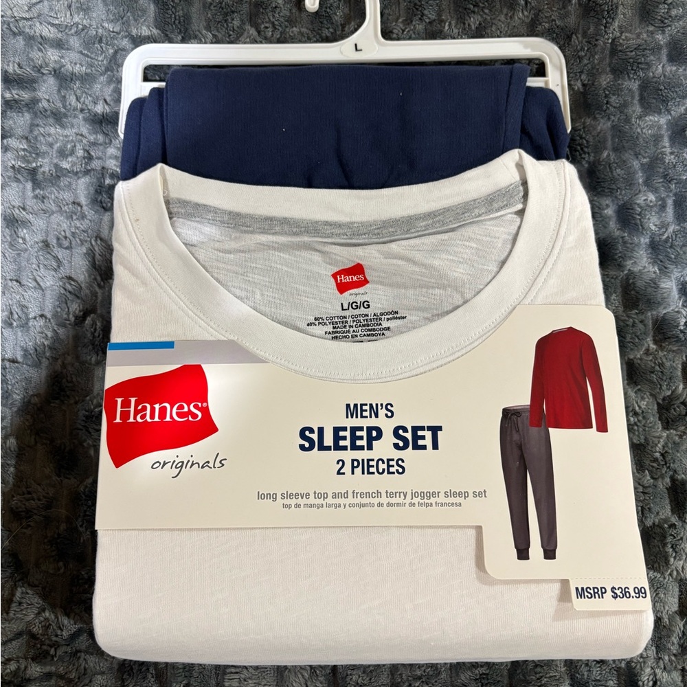 Hanes Originals Men's Sleep Set - White and Navy